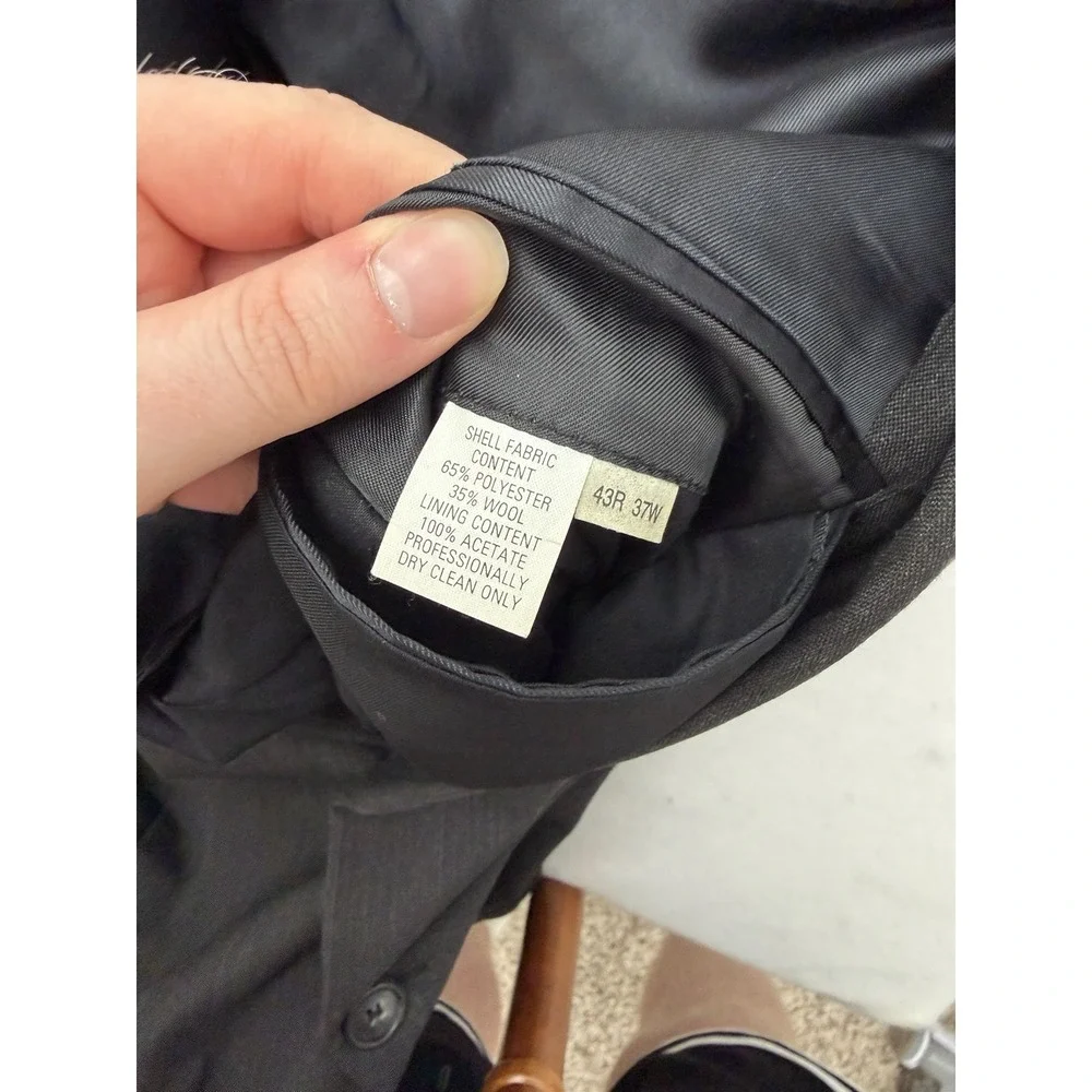 Kilburne Finch Suit Mens 43R Charcoal Gray‎ 2 Button Wool Blend Vintage 36x29